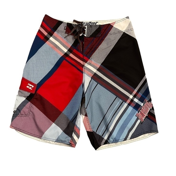 Billabong Other - Billabong Red White Blue Black Board Shorts Swim Shorts Diagonal Stripes Size 34